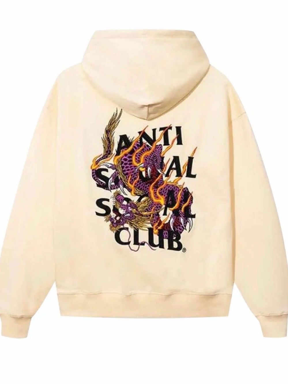 Anti Social Social Club Hoodie with Purple & Gold Dragon Graphic